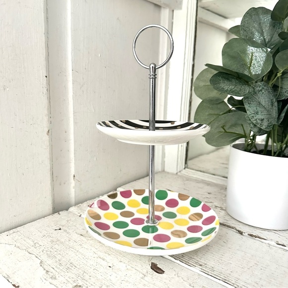 Black & White Tiered Tray Cake Cupcake Candy Stand Jewelry Organizer Pedestal - Picture 4 of 8